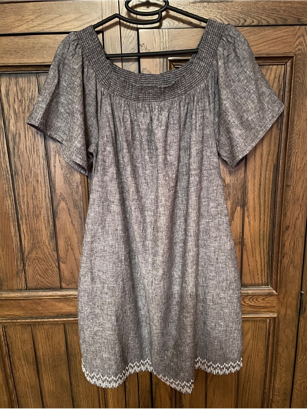 GAP Women's Off The Shoulder Pocketed Grey Chambray Dresses Size Medium